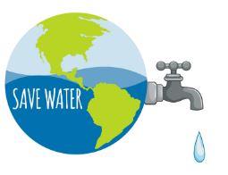 Save water clip art, earth with dripping water spigot